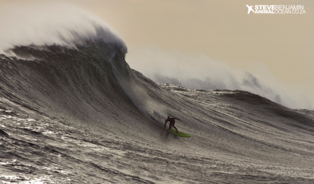 Matt Bromley surfing Dungeons, Cape Town, South Africa. Photo: Steve Benjamin